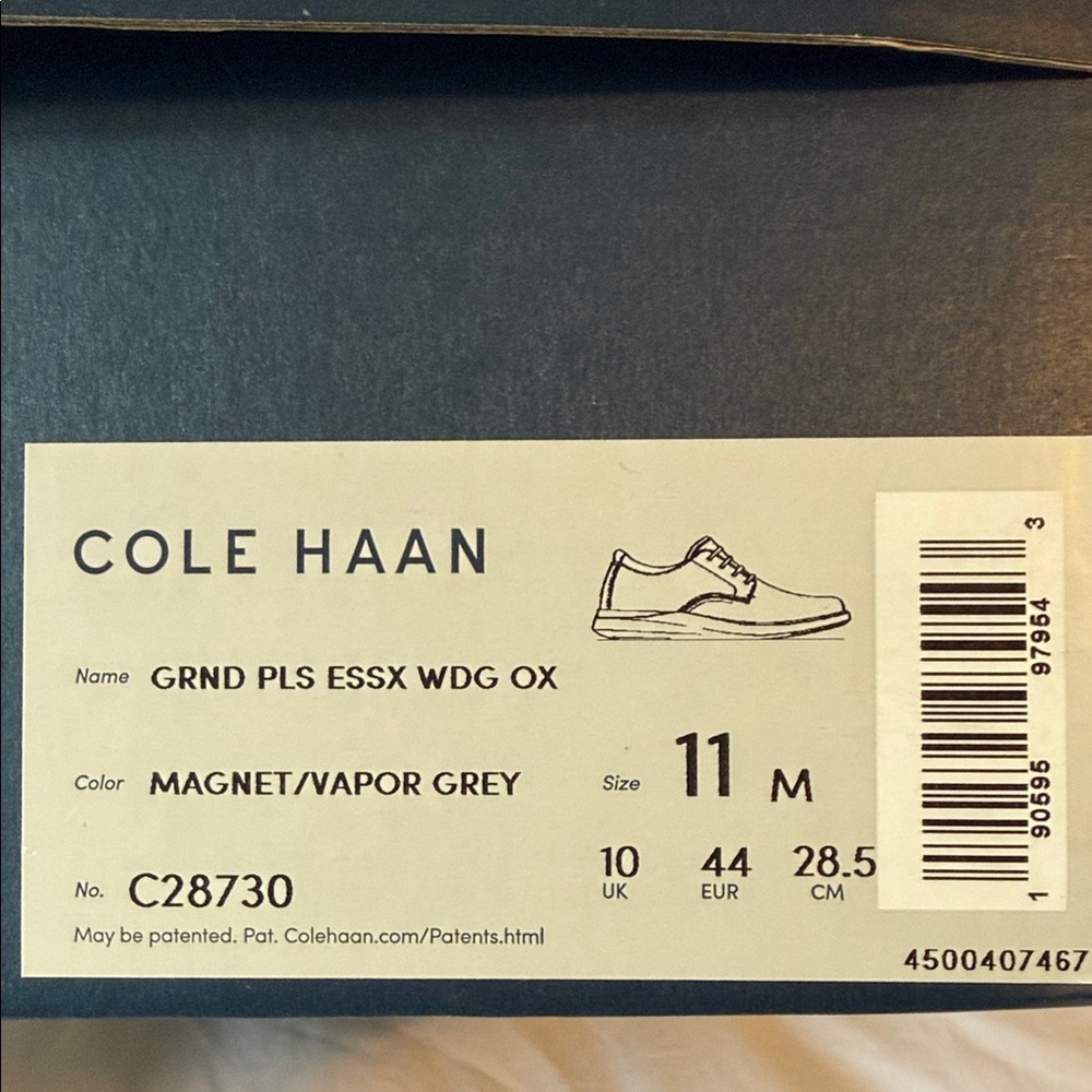 Cole Haan Men's Dark Gray Leather Oxfords - Picture 3 of 3